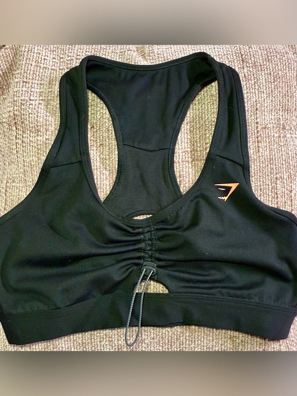 Gymshark Black & Orange Sport Sports Bra Size Small – Ruched/adjustable toggle